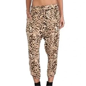 Free People Women XS Cheetah Print Ankle Zip Low Rise Twisted Harem Pants